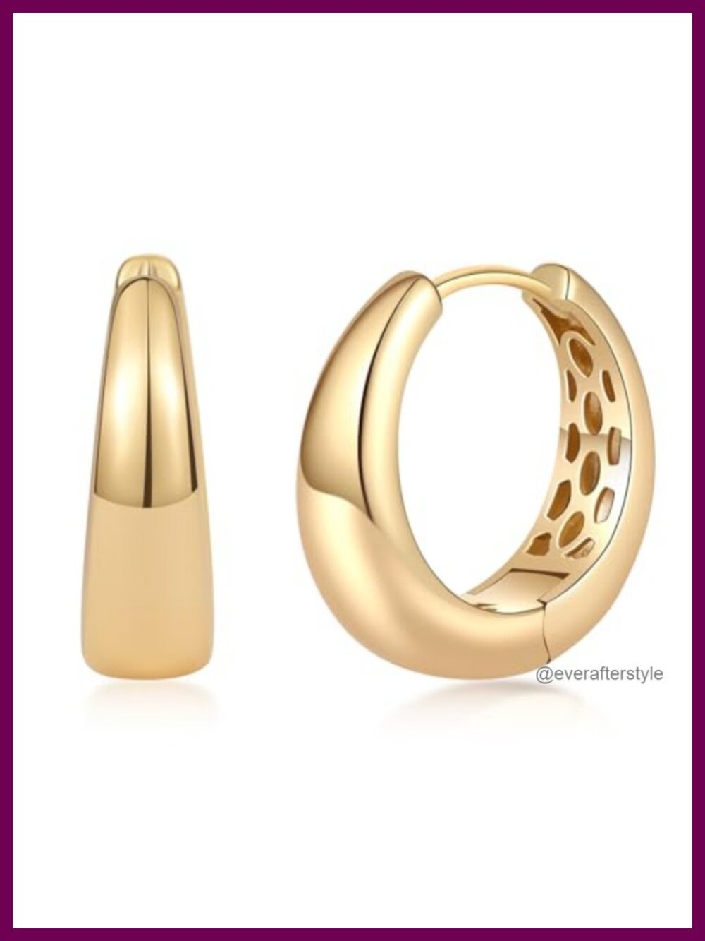14K Gold Plated Chunky Teardrop Huggie Hoop Earrings, Hypoallergenic Click-Top,